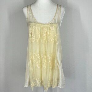 Kimchi Blue Silk Tank Ivory Lace Overlay Size S Fairy Goth Cami